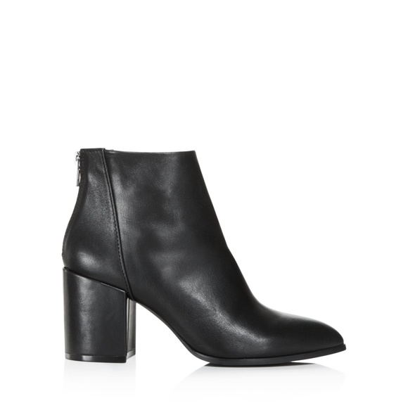 4️⃣0️⃣Aqua Black Leather Dante Pointed Toe Booties - Picture 2 of 8